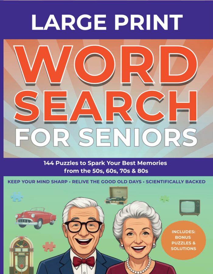 Word Search for Seniors, large print, book cover